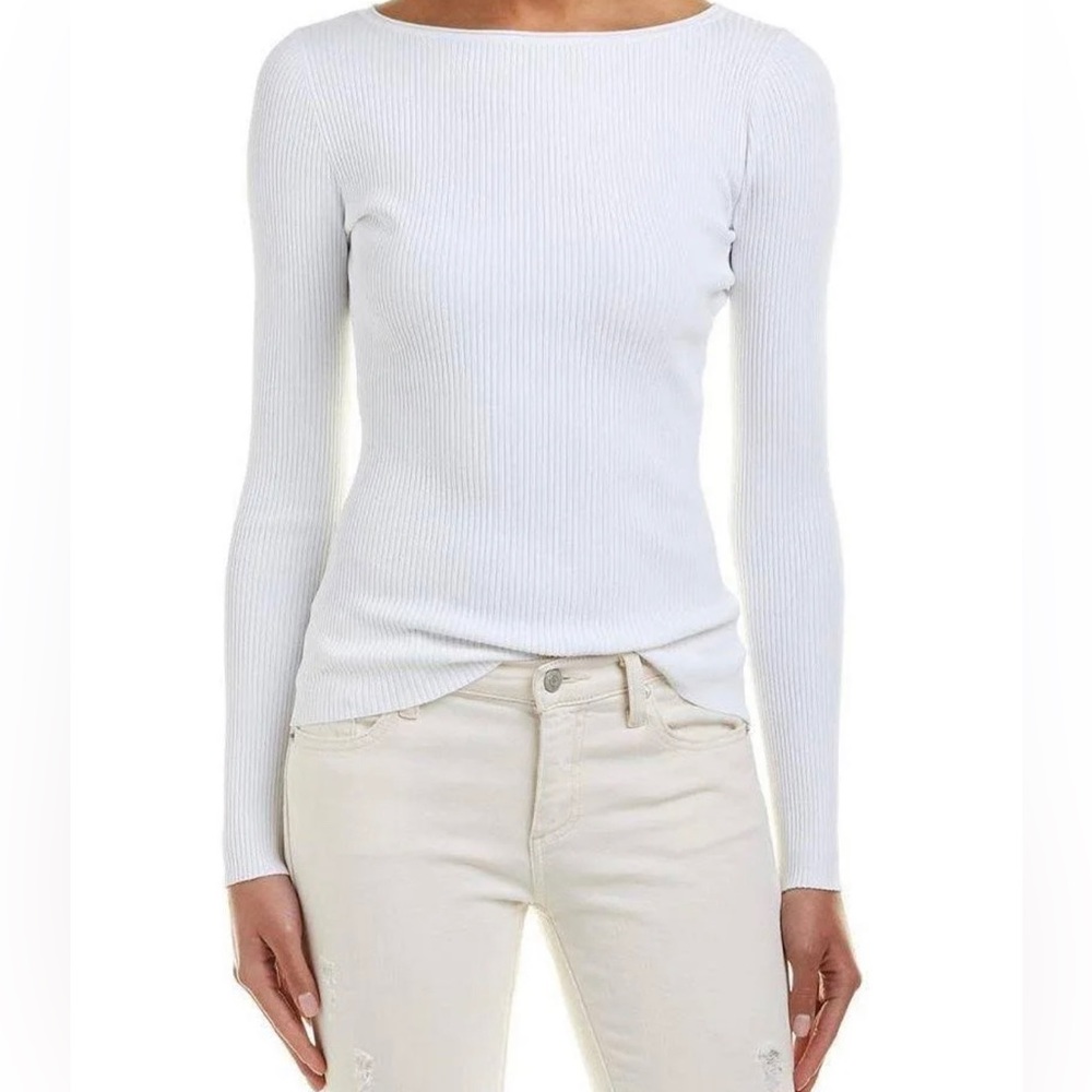 VINCE white ribbed long sleeve shirt